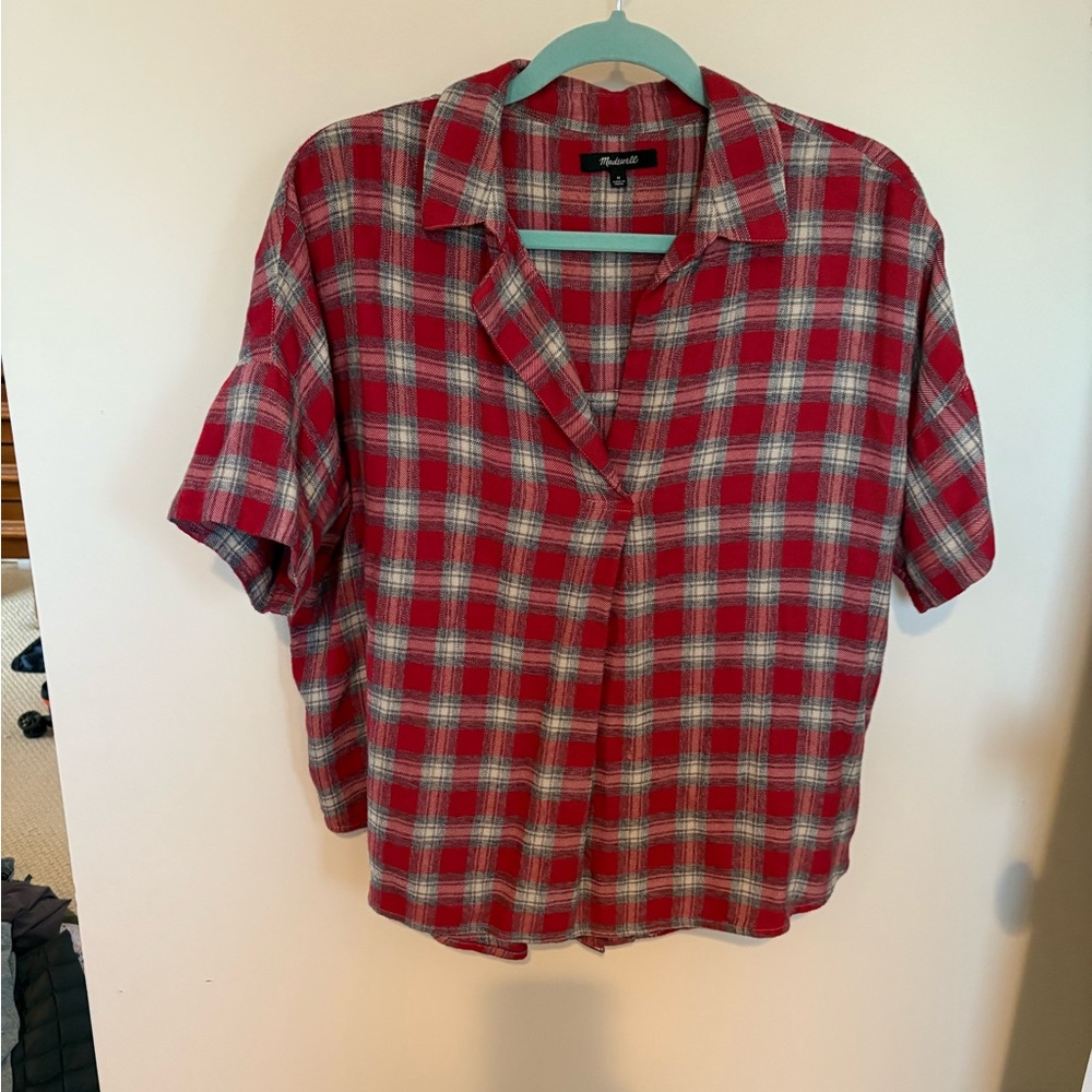 Madewell Red and White Plaid Casual Shirt
